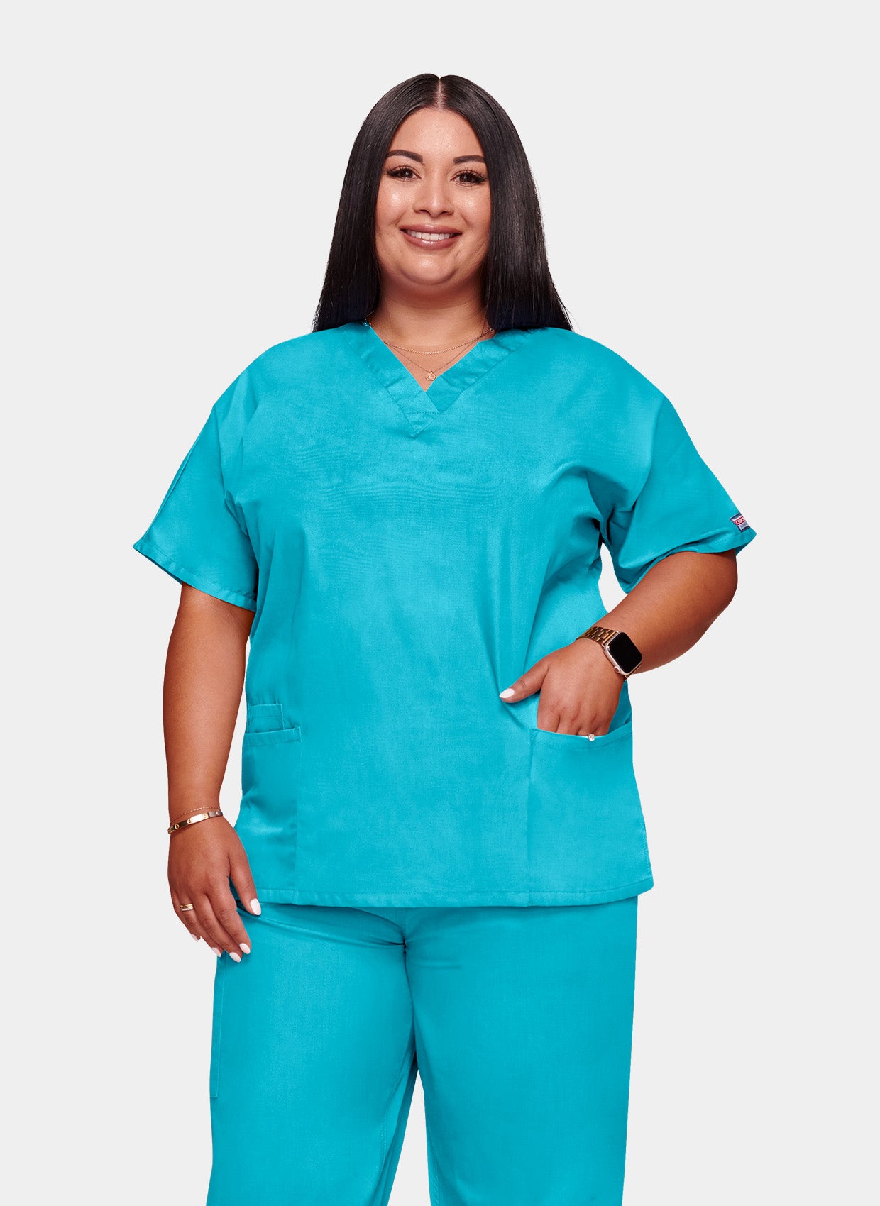 Cherokee Unisex Scrub Top - Turquoise